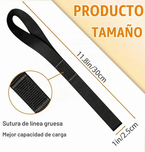 Vista 4 de Correas de amarre de bucle suave, poliéster, paquete de 6 bucles para asegurar cuatrimoto Negro