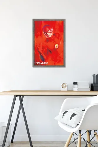 Vista 6 de Trends International DC Comics TV - The Flash - Póster de pared de arte clave, 14.725 x 22.375 pulgadas, versión enmarcada de madera de granero