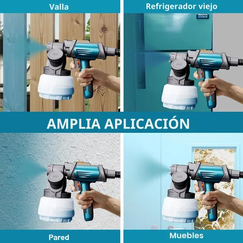 Vista 5 de Tilswall - Pulverizador de pintura HVLP de 800W, pistola de pintura eléctrica con 4 boquillas y 3 patrones para pintar muebles, gabinetes, vallas
