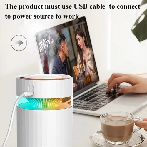 Vista 3 de Humidificador de doble boquilla humidificador de aire USB 900ML capacidad de agua Cool Mist Maker Fogger con luz nocturna colorida Humidificador Rosa