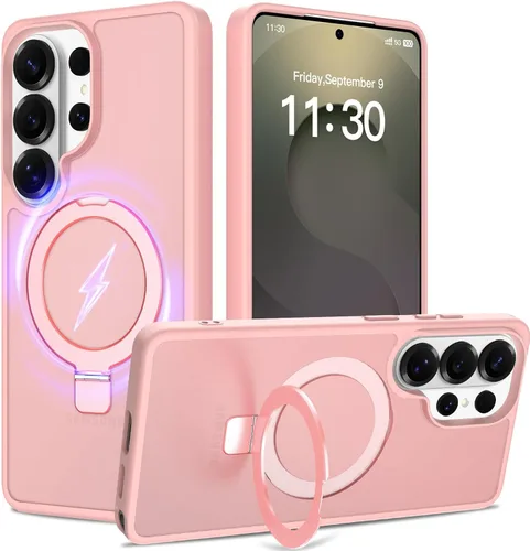 Vista 10 de Funda con soporte ultra magnético para iPhone 15 Pro [protección militar contra caídas] [compatible con MagSafe] a prueba de golpes, translúcida