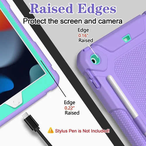 Vista 3 de Funda LTROP para iPad de 10.2 Pulgadas 9ª/ 8ª/ 7ª Generación (2021/2020/ 2019) con Soporte para Lápiz y Soporte, Funda Protectora Resistente Híbrida