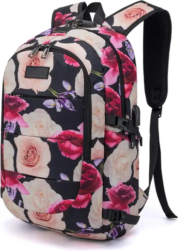Vista 21 de Tzowla, mochila de viaje de negocios para computadora portátil de 15,6 a 17,3 pulgadas para mujeres, hombres y para regalar, A-Negro