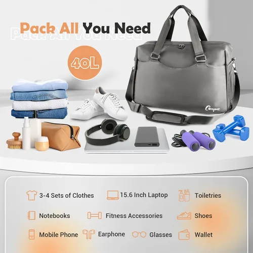 Vista 2 de Gryme Pequeña bolsa de gimnasio con compartimento para zapatos y bolsillo húmedo, mini bolsa de lona de 15 pulgadas para hombres y mujeres, pequeña