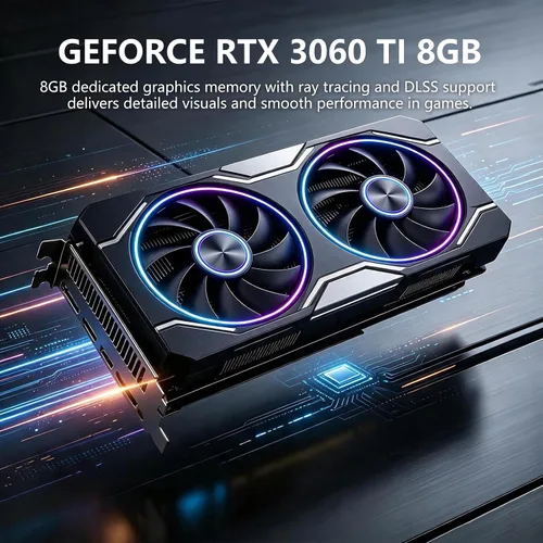 Vista 2 de Gaming PC with RTX 3060 Ti 8GB, Ryzen 7 5700X, 16GB RAM & 512GB SSD