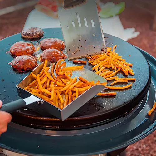Vista 3 de Cuchara grande para plancha tipo Hibachi Pala de alimentos para arroz frito Mover alimentos para parrilla superior plana accesorios