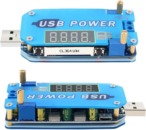 Vista 7 de PEMENOL Convertidor de voltaje Buck Boost de 15 W DC-DC, 5 V a 3.3 V 9 V 12 V 24 V 30 V CVCC módulo de alimentación USB ajustable con carcasa
