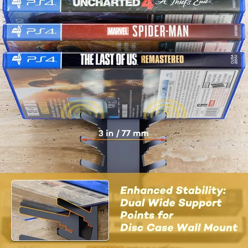 Vista 5 de Funturbo Soporte de Pared para Almacenamiento de Videojuegos, Soporte de Estuche de Juegos de Metal, Estantes de Almacenamiento de Medios Montados