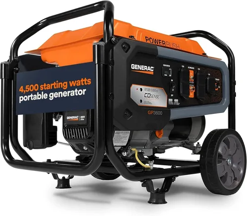 Vista 11 de Generac - Generador de gas portátil de 6,875 vatios de arranque, con EFI y kit de mango 5,500 Running Watts, Home Backup, RV Ready, Quiet, Long