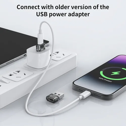 Vista 3 de Adaptador USB-A a USB-C paquete de 5 unidades, convertidor cargador USBC hembra a A macho, convertidor USB a USBC para iPhone 15 Plus Pro Max/Apple