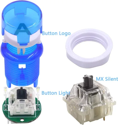 Vista 5 de Juego de arcada LED DIY Kit Teclado Mecánico Interruptor Arcade LED Botón LED Joystick Controlador Zero Delay USB Encoder para PC MAME Retropie JAMMA