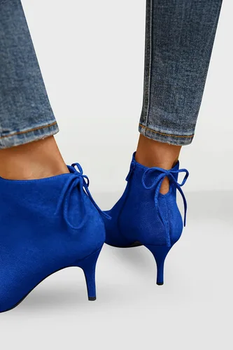 Vista 3 de Botines de tacón puntiagudo para mujer, botines de tacón de aguja con lazo y tiras para otoño