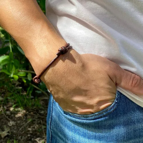 Vista 25 de 3 mm Men Genuine Leather Bracelet - Handmade Adjustable Cuff, Mens Minimalism Leather Wrap Wristband, Simple Accessories, Premium Leather, Women