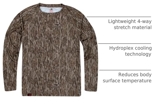 Vista 5 de Camisas Mossy Oak de caza para hombre, de manga larga, con camuflaje Bottomland