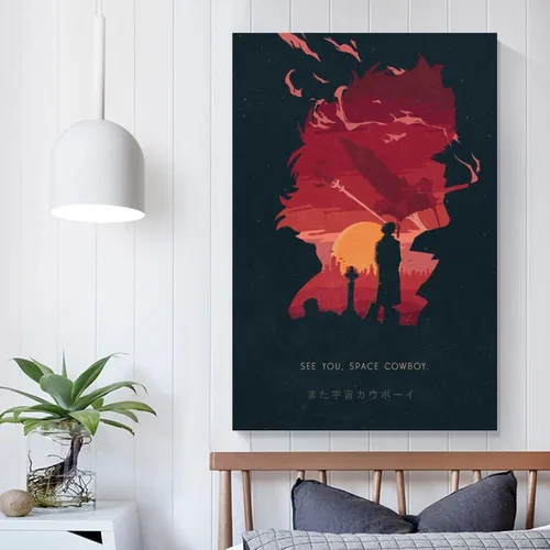 Vista 5 de Póster de anime japonés de vaquero Bebop One of the Greatest animado serie de televisión para decoración de habitación (15) pinturas artísticas
