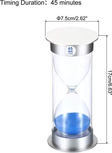 Vista 2 de PATIKIL Temporizador de arena de 45 minutos, reloj de arena con cubierta de plástico, vidrio de arena para juegos, cocina, recuerdos de fiesta, Azul