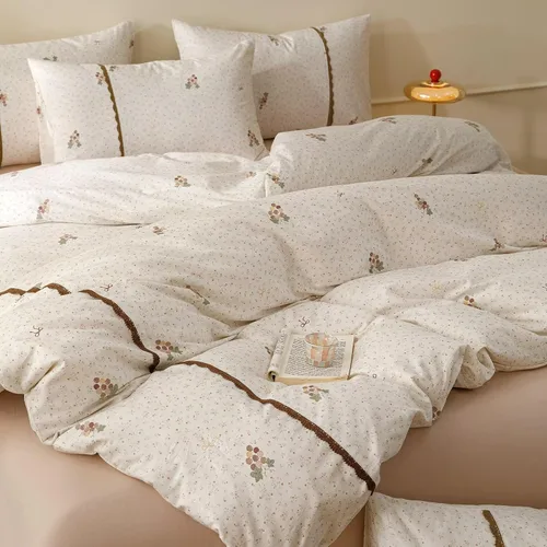 Vista 22 de Funda de edredón de algodón floral tamaño individual con volantes de encaje 100% algodón para adolescentes y niñas, juego de ropa de cama de 3