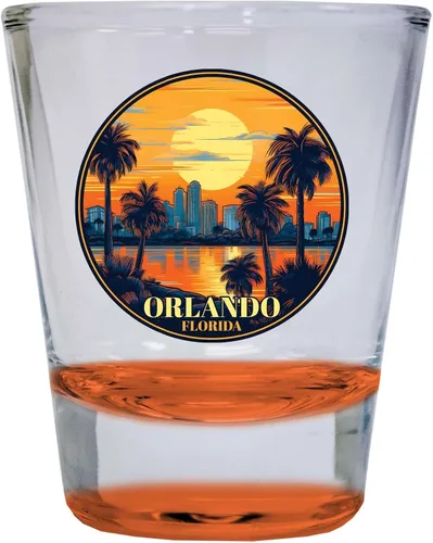 Vista 4 de Orlando Florida B Souvenir - Vaso de chupito redondo de 1.5 onzas, color azul, paquete de 2