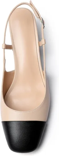Vista 3 de Eldof Zapatos de tacón de bloque para mujer, tacones cuadrados con correa ajustable, zapatos de vestir de tacón bajo para mujer, boda, fiesta