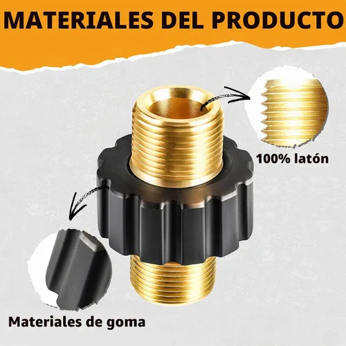 Vista 6 de Twinkle Star - Conector rápido de manguera de lavado a presión, conector de rosca métrica macho M22, TWIS375 1 set