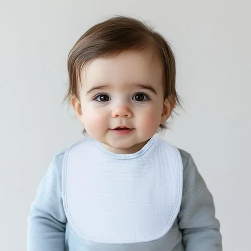 Vista 4 de Paquete de 8 baberos de algodón para bebé, baberos absorbentes de secado rápido, broches ajustables para recién nacidos hasta 24 meses