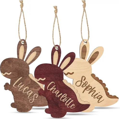 Vista 9 de Etiquetas personalizadas para cesta de Pascua con nombre, conejo de Pascua, cereza, etiquetas de nombre de Pascua personalizadas, regalos de conejo