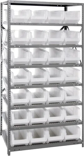 Vista 544 de Quantum QSBU-245BK Heavy Duty Shelving Unit with (7) Shelves and (24) QUS245 Black Bins for Garage Warehouse Storage Distribution 400 lb Load
