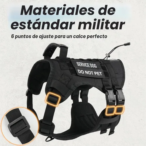 Vista 5 de Arnés táctico sin tirones para perro, tamaño pequeño, chaleco para perro de servicio, S, negro Arnés táctico y correa para perro, arnés ajustable