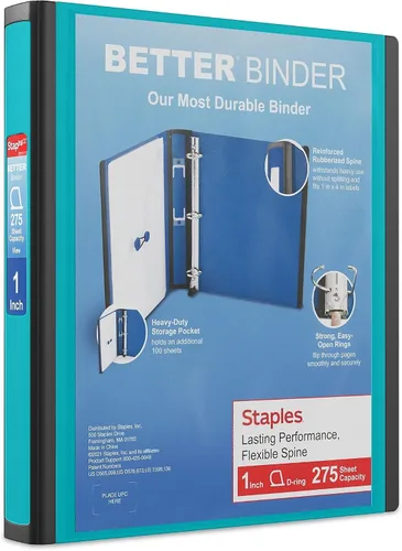 Vista 25 de Carpeta con anillos en forma de "D" de 1 pulgada para mejor visualización Staples, Negro