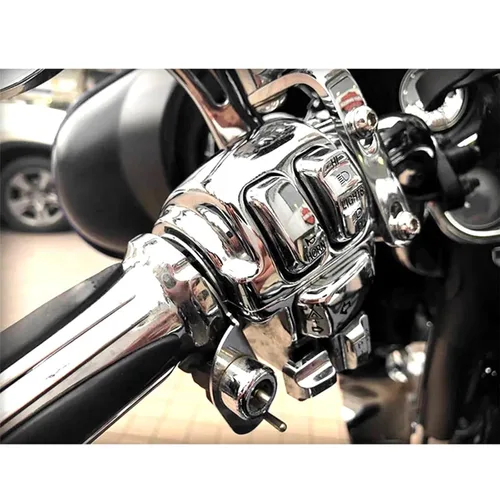 Vista 5 de Para Harley Touring Street/Electra Glide FLHT FLHTC FLHX 1996-2013 motocicleta 10 piezas interruptor de control manual tapas de los botones