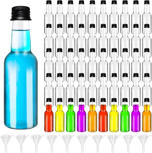 Vista 8 de Paquete de 50 mini botellas de licor de 1 onza vacías con 20 embudos