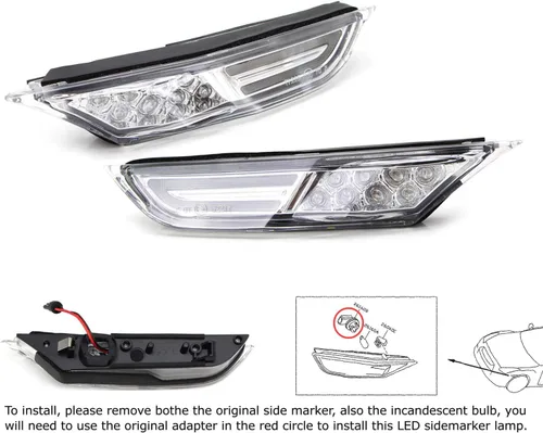 Vista 9 de iJDMTOY JDM - Kit de luz de marcador lateral frontal 3D ámbar transparente compatible con Nissan GT-R 2007 en adelante, alimentado por 30 diodos