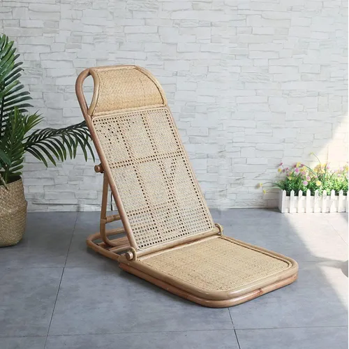 Vista 5 de Silla plegable ajustable de ratán de 4 engranajes, silla de playa plegable, para sala de estar, tatami para el hogar y la oficina