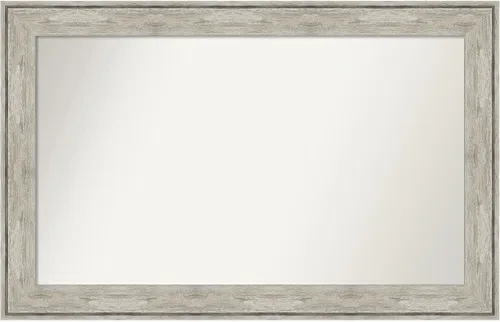 Vista 127 de Amanti Art Espejo de baño plateado para sobre el fregadero, 28 x 37 pulgadas, elegante espejo rectangular de peltre cepillado, marco de madera