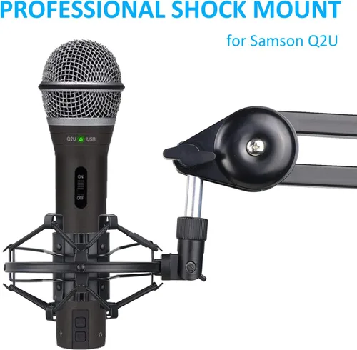 Vista 2 de SUNMON Q2U USB/XLR Soporte de montaje de micrófono para reducir la vibración y el ruido, adecuado para Samson Q2U USB/XLR Dynamic Mic