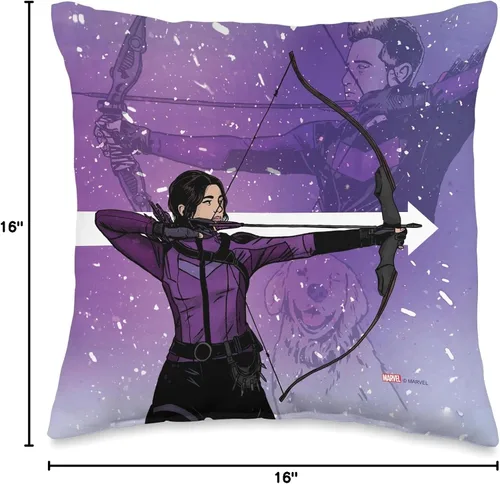 Vista 4 de Marvel Hawkeye Clint Barton Kate Bishop Archers - Almohada de 16.0 x 16.0 in, multicolor