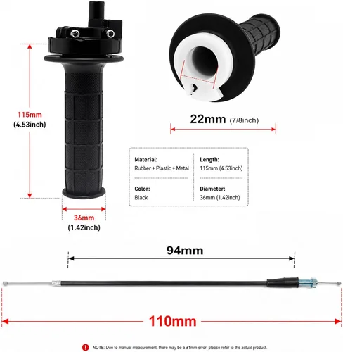 Vista 3 de Mango Grip Twist Throttle Cable 7/8" 0.866 in para ATV/ATC Dirt Bike Mini Bike 50cc 125cc 150cc 250cc 125cc 125cc 140cc 4-Stroke Pocket Bike
