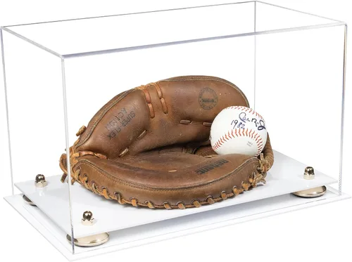 Vista 42 de Better Display Cases Vitrina de guantes de béisbol de acrílico transparente con elevadores negros (A011/V16)