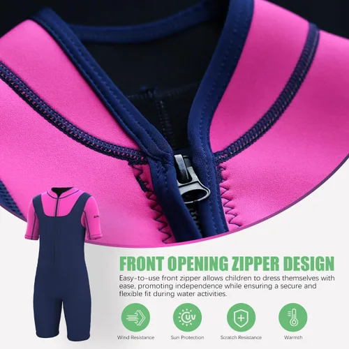 Vista 4 de Traje de neopreno para niños y niñas, 3/0.079 in, traje térmico completo para natación, surf en agua fría