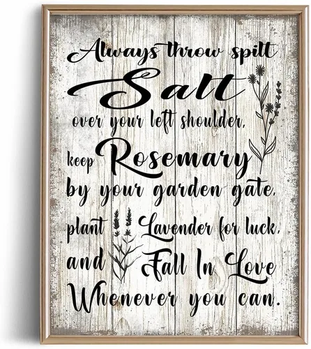 Vista 8 de Práctica decoración de pared con citas mágicas, arte de pared con texto en inglés "Always Throw Spilt Sale", decoración de bruja, bruja, póster