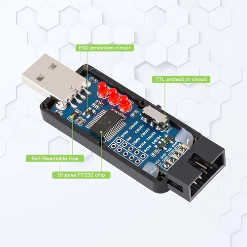 Vista 3 de Adaptador industrial USB a serie UART Adaptador serie FT232RL Convertidor de serie a USB Adaptador USB a TTL Módulo de puerto Soporte de múltiples