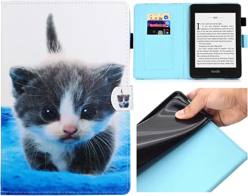 Vista 13 de Funda para Kindle Paperwhite, ranuras para tarjetas ligeras y delgadas con funda de encendido y apagado automático para Amazon Kindle Paperwhite