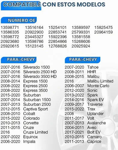 Vista 2 de Sensor TPMS preprogramado YZHIDAINF para: Chevy Impala 2006-2020 Malibu Tahoe Equinox Cruze para: GMC Acadia para: - Cadillac Escalade 315MHz Sensor