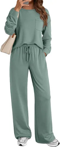 Vista 11 de AUTOMET - Conjunto deportivo de 2 piezas para mujer, atuendo a juego, sudadera para viajar, ropa de moda de otoño