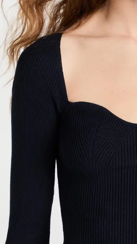 Vista 6 de Pistola Denim Suéter Taryn de manga larga con cuello corazón para mujer