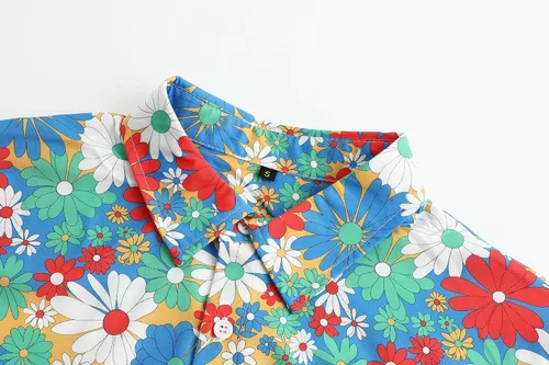 Vista 3 de Camisa de manga larga para hombre, diseño de cachemira floral, estilo hip hop, estilo casual, con botones, estilo clásico de los años 70