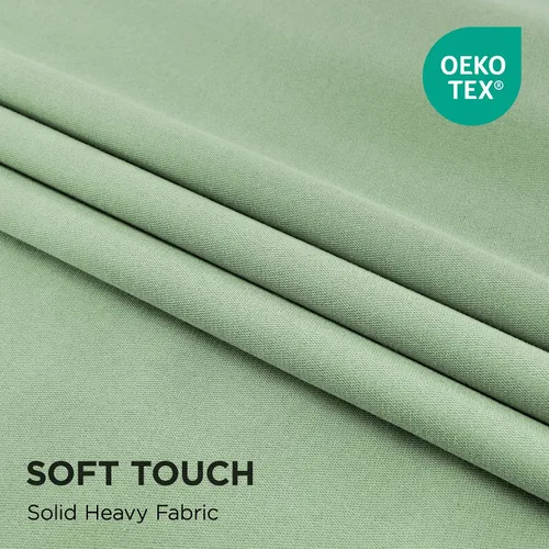 Vista 3 de Joydeco Cortinas opacas de lino para dormitorio, con ojales de 90 pulgadas de largo, cortinas resistentes para sala de estar, cortinas con Verde