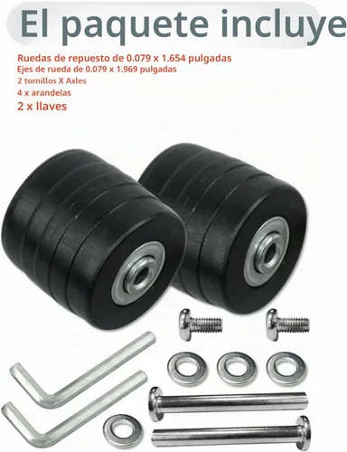 Vista 4 de Kit de reparación de ruedas para maleta de 42 mm de diámetro exterior, piezas de ejes, rodamientos de goma y metal, herramientas, resistente al