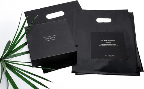 Vista 9 de Choice Marts Bolsas de mercancía 100 negras 9"x12" Tamaño 1.5Mil de grosor con asas Glossy Black Retail Bags. Convenient Carry Handles. Ideal For