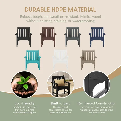 Vista 8 de WestinTrends Malibu Outdoor Patio HDPE Adirondack Silla de comedor para patio, color negro